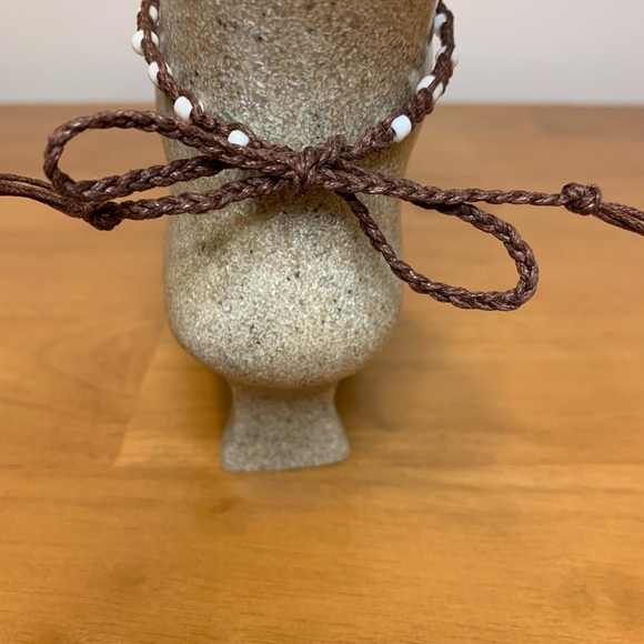 Handmade Cowrie Shell Macrame Anklet w/ Toe Ring – Dark Brown - Picture 7 of 8